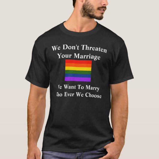 We bedreigen je huwelijk niet t-shirt (Voorkant)