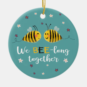 We BEE-longen samen met bijen & romantische afbeel Keramisch Ornament