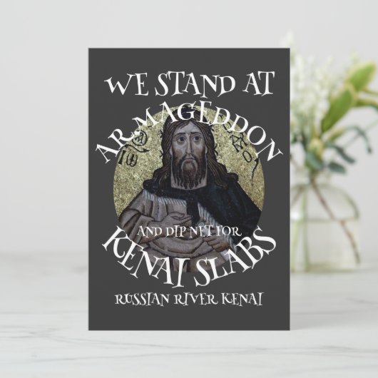 WE BEGINNEN MET ARMAGEDDON EN DIP NET SALMON KAART (Staand voorkant)