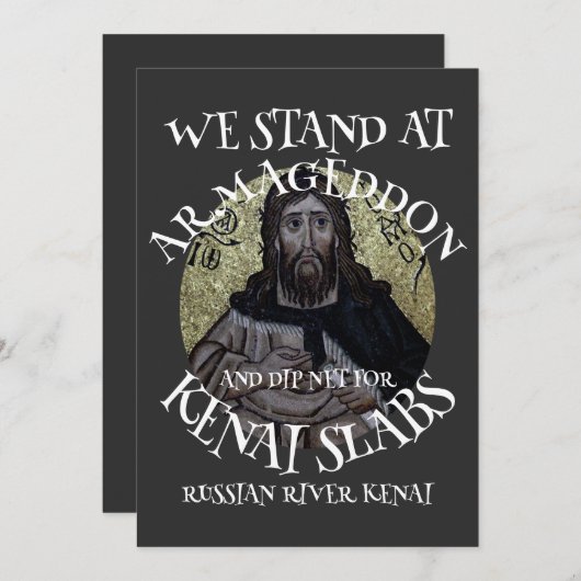 WE BEGINNEN MET ARMAGEDDON EN DIP NET SALMON KAART (Voorkant / Achterkant)