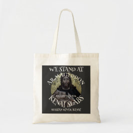 WE BEGINNEN MET ARMAGEDDON EN DIP NET SALMON TOTE BAG
