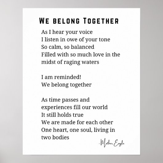 We Belong Together Love Poem poster muurkunst deco (Voorkant)