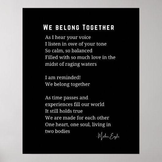 We Belong Together Love Poem poster muurkunst deco (Voorkant)