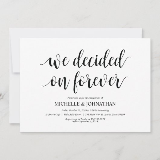 We besloten altijd, Engagement Party nodigt uit Kaart (Voorkant)
