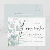 We besloten voor altijd Eucalyptus de datum te bew Uitnodiging Briefkaart (Voorkant / Achterkant)