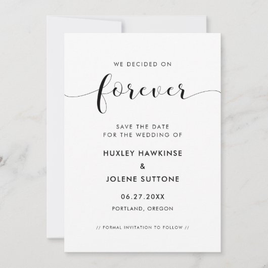 We besloten voor eeuwig Elegant zwart-wit Save The Date (Voorkant)