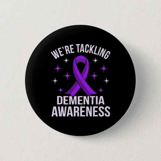We bestrijden dementieneducatie Alzheimer's Purp Ronde Button 5,7 Cm (Voorkant)