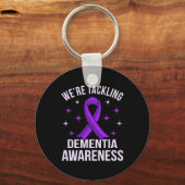 We bestrijden dementieneducatie Alzheimer's Purp Sleutelhanger (Voorkant)