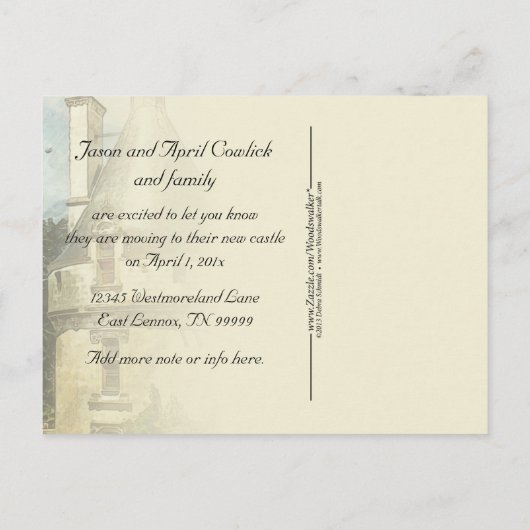 We bevinden ons in een Nieuw Castle Custom Address Aankondigingskaart (Achterkant)