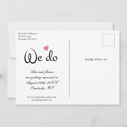 We bewaren de datum bruiloft uitnodigingen (Achterkant)