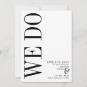 We bewaren de datum zwart-wit vet typografie kaart (Voorkant)