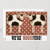 We bewegen. Funny Country Cows Housewarming Kaart (Voorkant / Achterkant)
