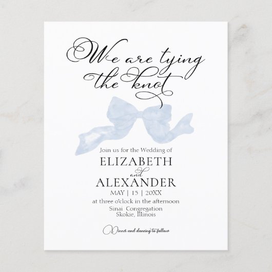 We binden de knoop | Blue Bow Budget Bruiloft (Voorkant)