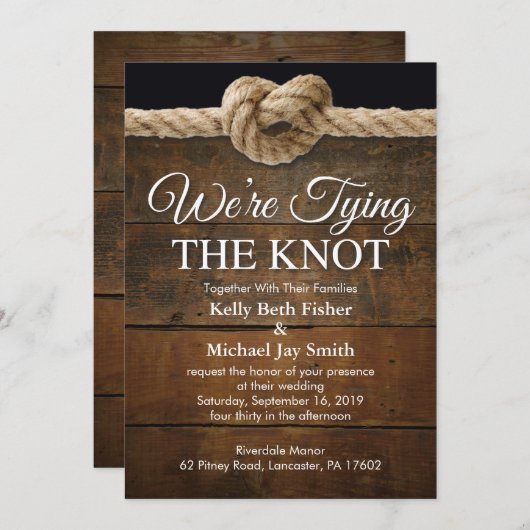 We binden de knoop bruiloft uitnodiging (Voorkant / Achterkant)