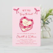 We binden de Knoop Coquette Cherry Wedding Kaart (Staand voorkant)