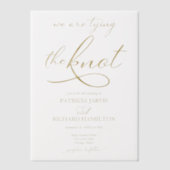 We binden de knoop gouden script bruiloft vellum uitnodigingen (Voorkant)