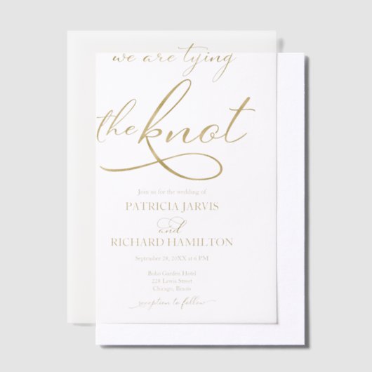 We binden de knoop gouden script bruiloft vellum uitnodigingen (Offset)