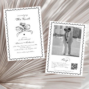 We binden de knoop hand getrokken cocktail bruilof kaart