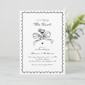 We binden de knoop hand getrokken cocktail bruilof kaart (Staand voorkant)