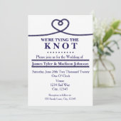 WE BINDEN DE KNOOP nautische bruiloft uitnodiginge Kaart (Staand voorkant)