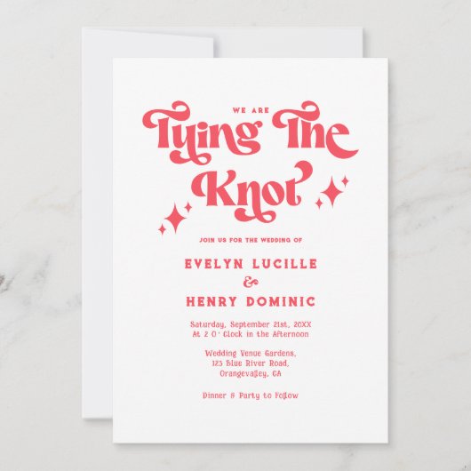 We binden de knoop rood en wit bruiloft kaart (Voorkant)
