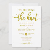 We binden de knoop van de gouden kalligrafie bruil kaart (Voorkant)