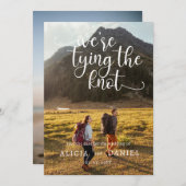 We binden de Knot 2 Photo QR Code Save the Date Kaart (Voorkant / Achterkant)