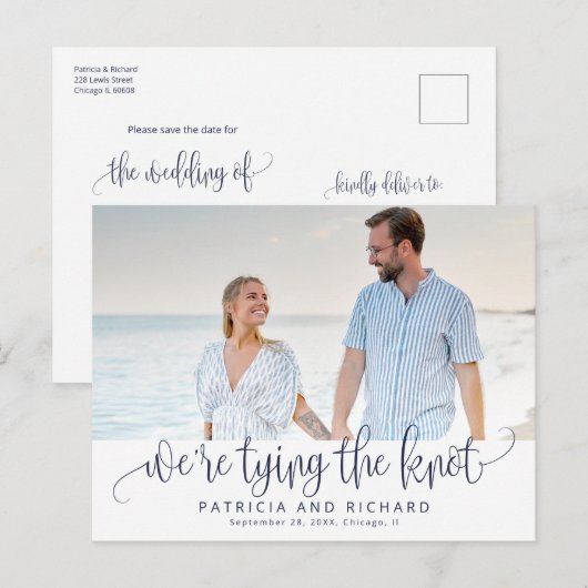 We binden de niet-bruiloft met de foto van de datu briefkaart (Voorkant / Achterkant)