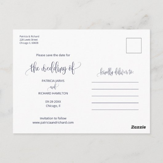 We binden de niet-bruiloft met de foto van de datu briefkaart (Achterkant)