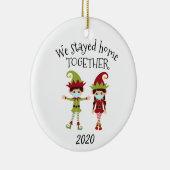 We bleven thuis met Kerstmis Elf 2020 Keramisch Ornament (Rechts)