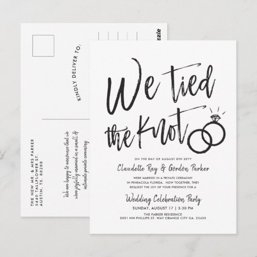 We bonden de knoop door | Uitnodiging voor een huw (Voorkant / Achterkant)