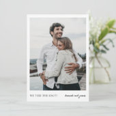 We bonden de knoop Eenvoudige foto Elopement bruil Aankondiging (Staand voorkant)