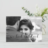 We bonden de knoop Elegant design fotokaart Aankondiging (Staand voorkant)