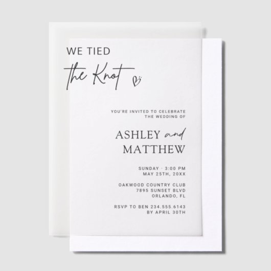 We bonden de knoop moderne script bruiloft vellum uitnodigingen (Offset)
