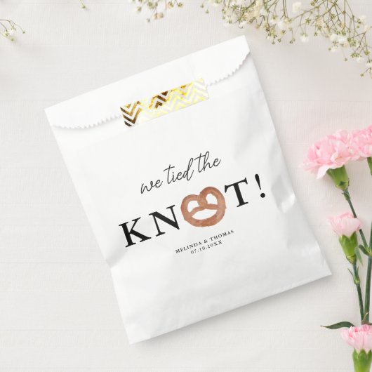 We bonden de knoop Pretzel bruiloft gunst Bedankzakje (Gezegeld)