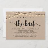 We bonden de knoop, rustieke bruiloft diner elopem kaart (Voorkant)