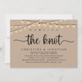 We bonden de knoop, rustieke bruiloft diner elopem kaart (Voorkant)