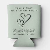 We bonden de knoop Sage Groene bruiloft gunst Blikjeskoeler (Achterkant)