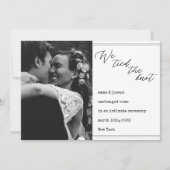 "We bonden de knoop" Trouwnieuws elegante klassiek Aankondiging (Voorkant)