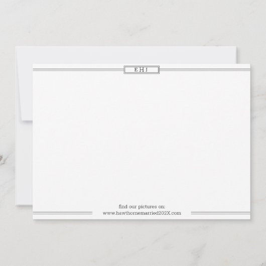 "We bonden de knoop" Trouwnieuws elegante klassiek Aankondiging (Achterkant)