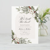 We bonden de knoop winter bruiloft receptie kaart (Staand voorkant)