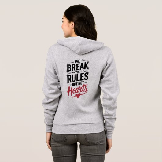 "We breken regels, geen harten - gedurfde typograf Hoodie (Achterkant volledig)
