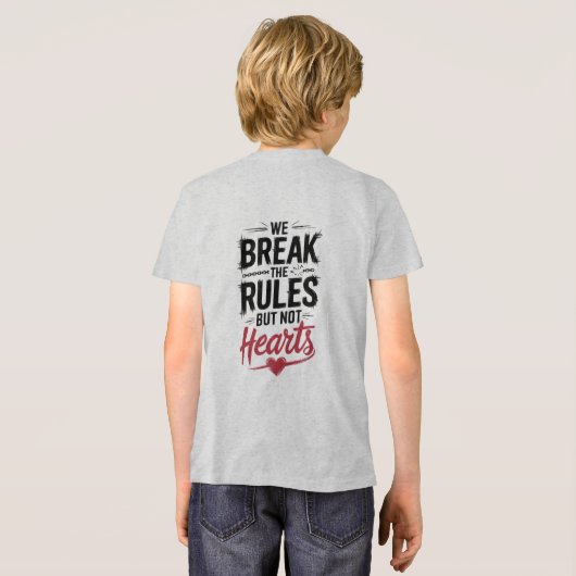 "We breken regels, geen harten - gedurfde typograf Tri-Blend Shirt (Achterkant volledig)