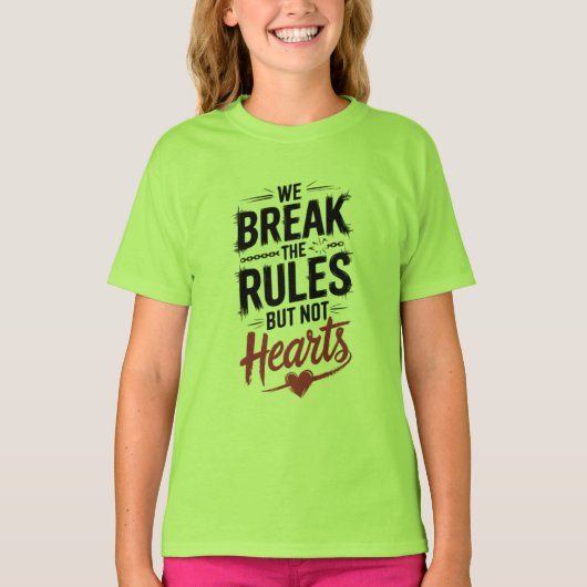 We breken regels, geen harten - vet typografisch o t-shirt (Voorkant)