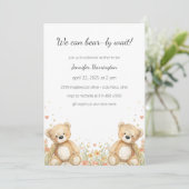 We Can Bear-ly Wait Baby Shower Invitation Kaart (Staand voorkant)