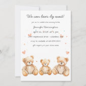 We Can Bear-ly Wait Baby Shower Invitation Kaart (Voorkant)