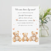 We Can Bear-ly Wait Baby Shower Invitation Kaart (Staand voorkant)
