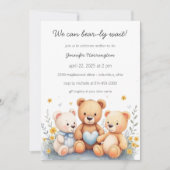We Can Bear-ly Wait Baby Shower Invitation Kaart (Voorkant)