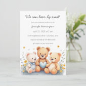 We Can Bear-ly Wait Baby Shower Invitation Kaart (Staand voorkant)