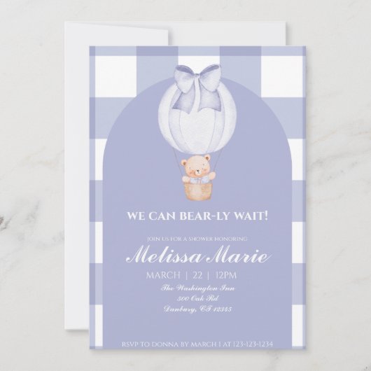 We Can Bear-ly Wait Baby Shower Invite Kaart (Voorkant)